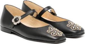 ANDANINES floral-detail leather ballerina shoes Black