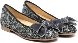 ANDANINES glitter-embellished bow-detail ballerinas Silver