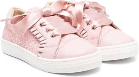 ANDANINES glittery leather sneakers Pink