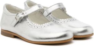 ANDANINES metallic-finish leather ballerina shoes Silver