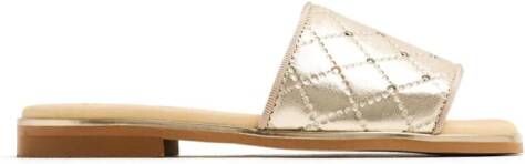ANDANINES metallic-finish quilted leather sandals Gold