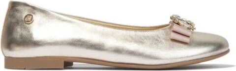 ANDANINES metallic leather ballerina shoes Gold