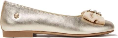 ANDANINES pearl-bow metallic ballerina shoes Gold