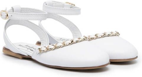 Andrea Montelpare chain-detail buckled ballerinas White