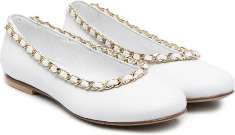 Andrea Montelpare chain-link trim ballerina shoes White
