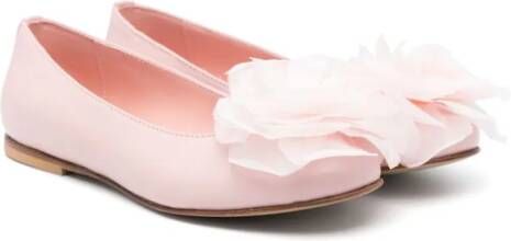 Andrea Montelpare floral-appliqué leather ballerina shoes Pink
