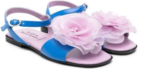 Andrea Montelpare floral-appliqué leather sandals Purple
