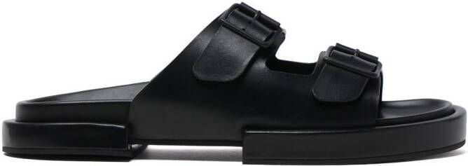 Ann Demeulemeester double-buckle leather slides Black