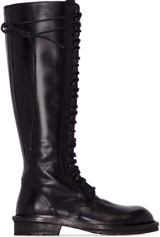 Ann Demeulemeester lace-up knee-high boots Black