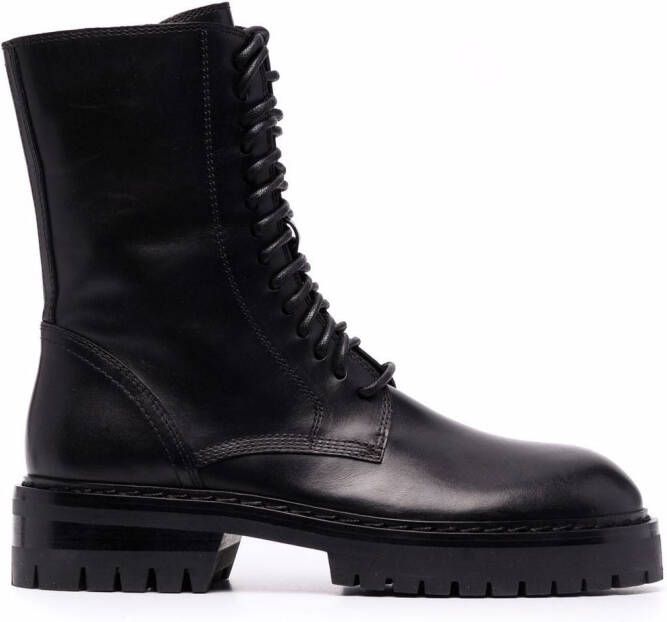 Ann Demeulemeester leather combat boots Black