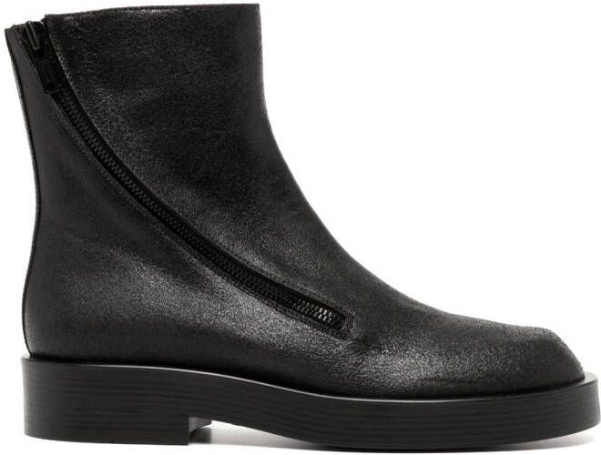 Ann Demeulemeester zip-up leather ankle boots Black