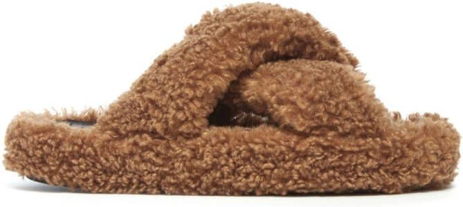 Apparis Biba faux-fur crossover slippers Brown