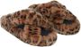 Apparis Biba faux-fur leopard-print crossover slippers Brown - Thumbnail 1