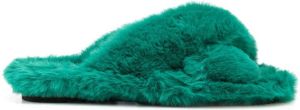 Apparis Biba faux-fur slides Green