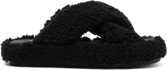 Apparis Biba teddy-fleece slides Black