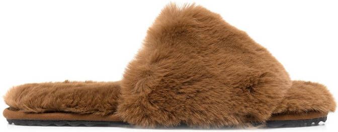 Apparis Diana faux-fur slippers Brown