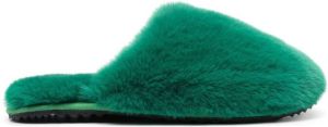 Apparis faux fur closed-toe sliders Green