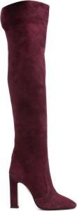 Aquazzura 110mm almond-toe suede boots Red