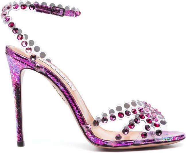 Aquazzura Tequila 120mm crystal-embellished sandals Purple