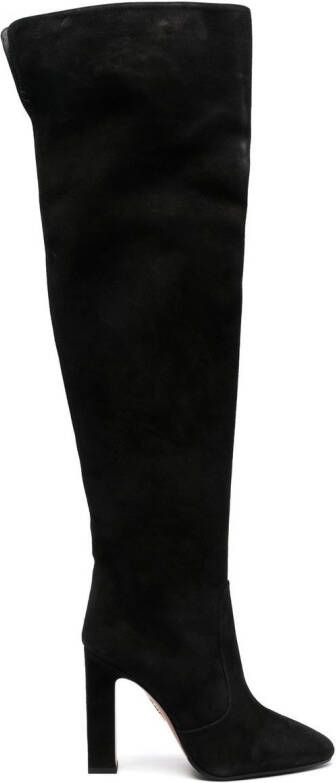 Aquazzura 130mm knee-high suede boots Black