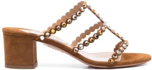 Aquazzura 55mm crystal-embellished suede sandals Brown