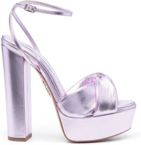 Aquazzura 60mm metallic platform sandals Purple