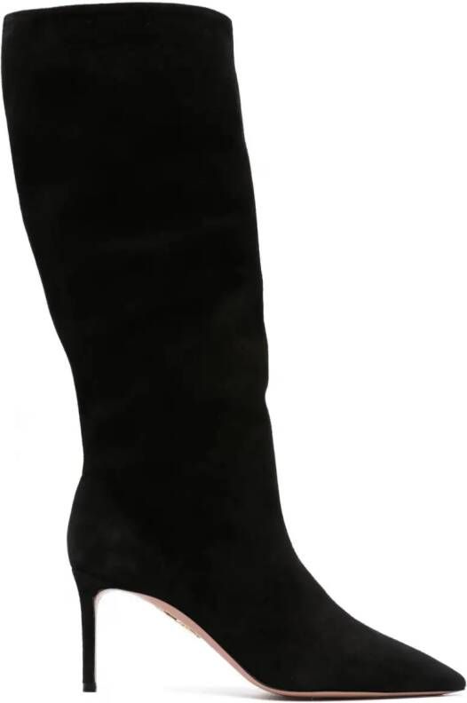 Aquazzura 80mm pointed-toe suede boots Black