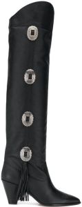 Aquazzura black Go West 70 knee-high studded leather boots
