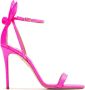 Aquazzura Bow Tie 105mm raffia sandals Pink - Thumbnail 1