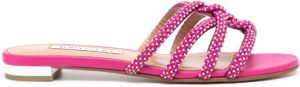 Aquazzura crystal-embellished flat sandals Pink