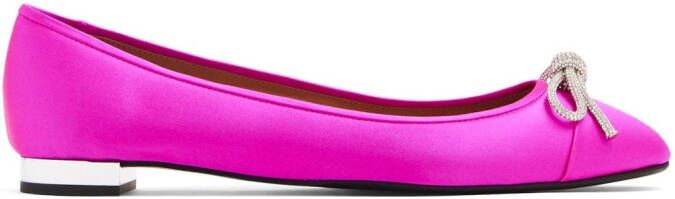 Aquazzura crystal-embellished round-toe ballerina shoes Pink