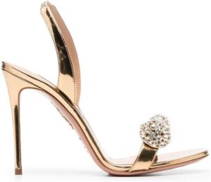 Aquazzura crystal-embellished single toe strap sandals Gold