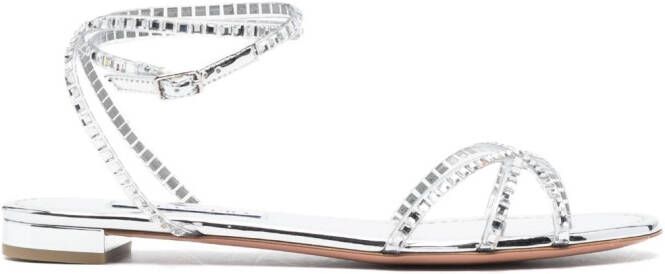 Aquazzura crystal-embellishment flat sandals Silver