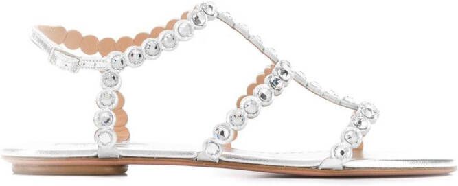 Aquazzura crystal flat sandals Silver