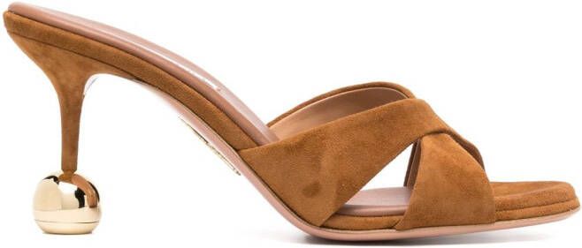 Aquazzura Yes Darling 90mm leather mules Brown