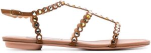 Aquazzura embellished flat sandals Brown