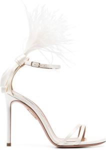 Aquazzura feather-heel satin sandals White