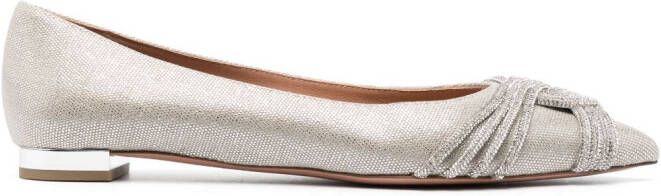 Aquazzura Gatsby crystal-embellished ballerina shoes Silver