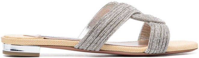 Aquazzura Gatsby crystal-embellished sandals White