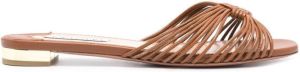 Aquazzura knot-detail slip-on leather sandals Brown