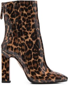 Aquazzura leopard-print 105mm leather boots Brown