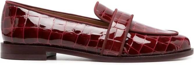 Aquazzura Martin crocodile-embossed leather loafers Red