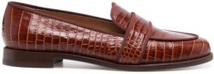 Aquazzura Martin crocodile-embossed loafers Brown
