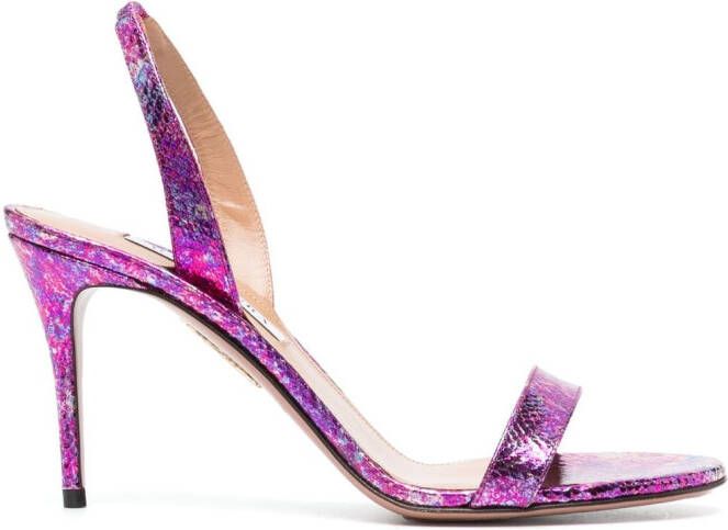 Aquazzura metallic-effect open-toe sandals Pink