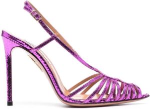 Aquazzura Mistress 105mm metallic-effect sandals Pink