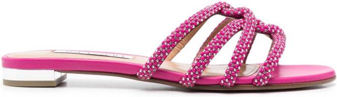 Aquazzura Moondust embellished flat sandals Pink