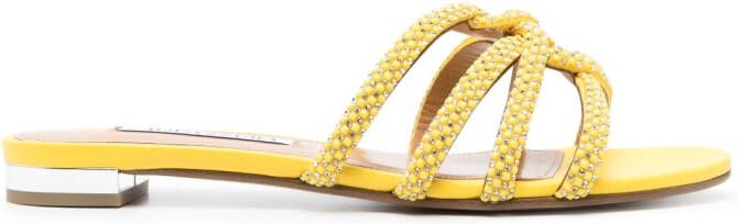 Aquazzura Moondust embellished flat sandals Yellow
