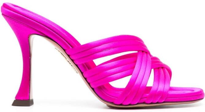 Aquazzura Oahu 95mm satin sandals Pink