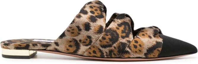 Aquazzura pointed-toe leopard-print mules Brown