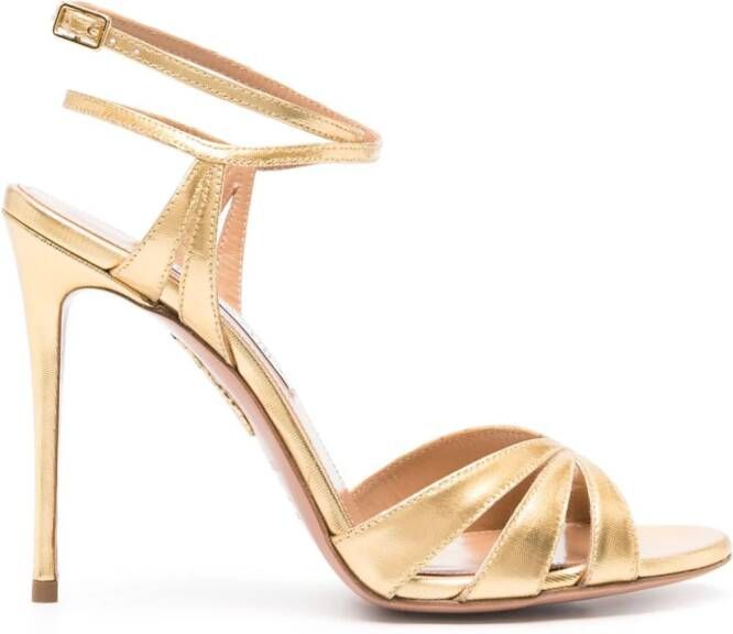 Aquazzura Siren 105mm leather sandals Gold